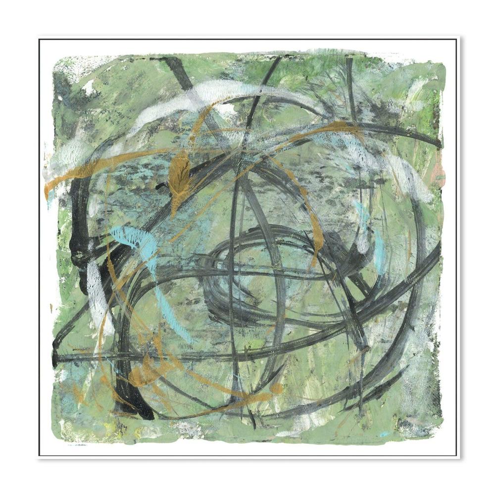 Green Swirl , Hand-painted Canvas