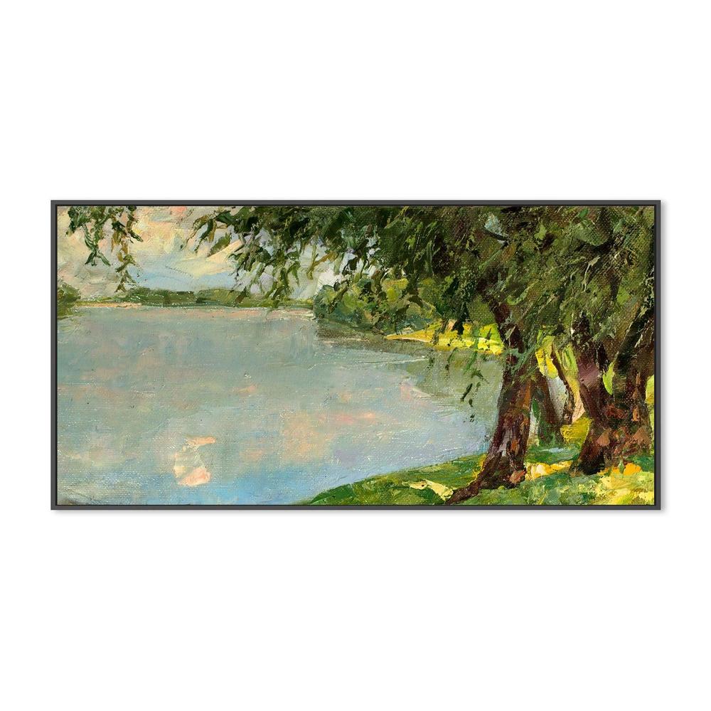 Relaxed By The Lake , Hand-painted Canvas