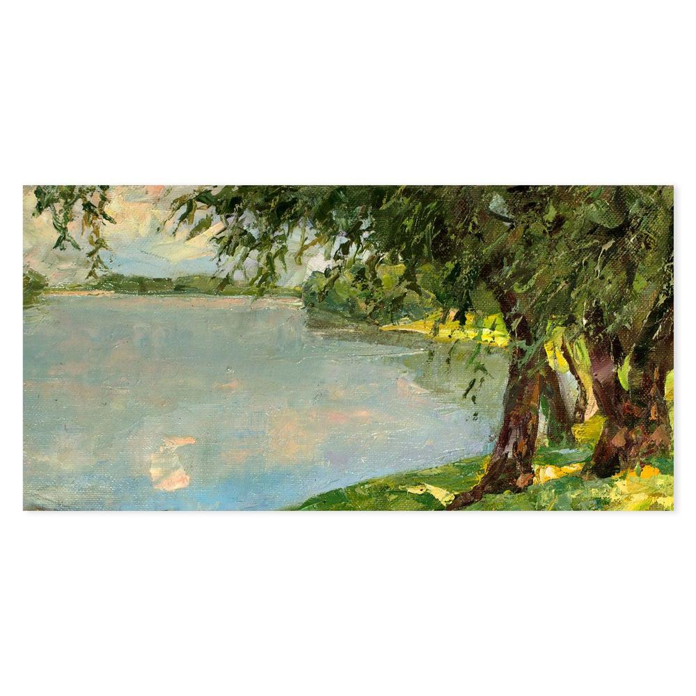 Relaxed By The Lake , Hand-painted Canvas