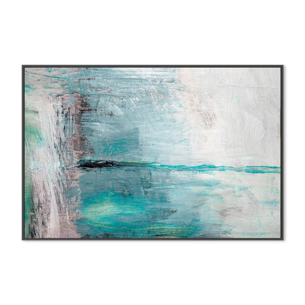 Electric Teal Abstract , Hand-painted Canvas