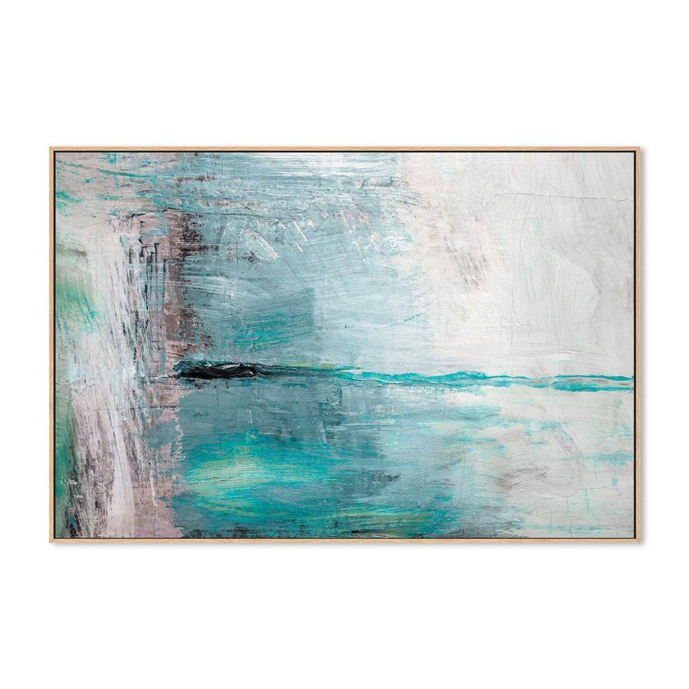 Electric Teal Abstract , Hand-painted Canvas