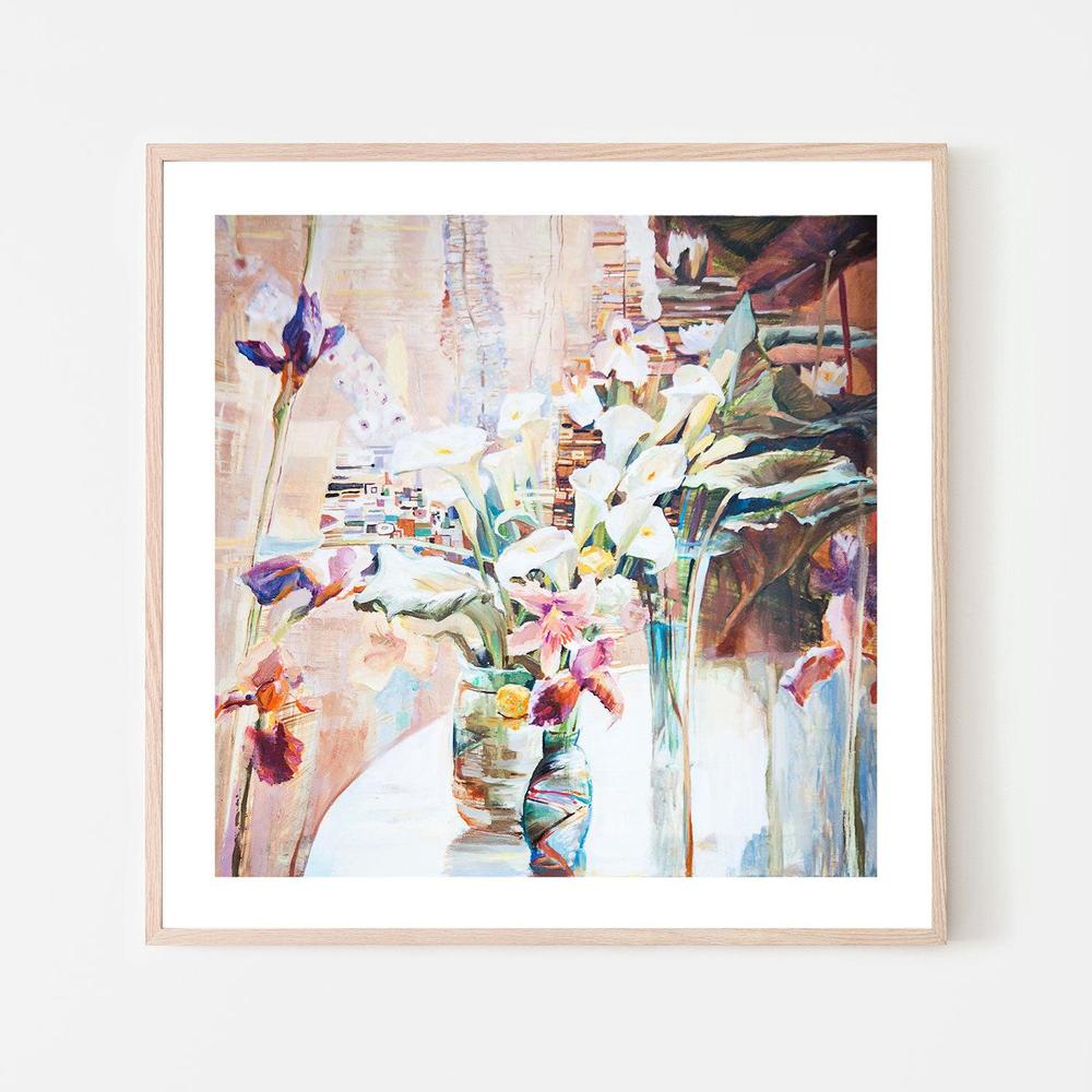 Blooms In Vases , Hand-painted Canvas