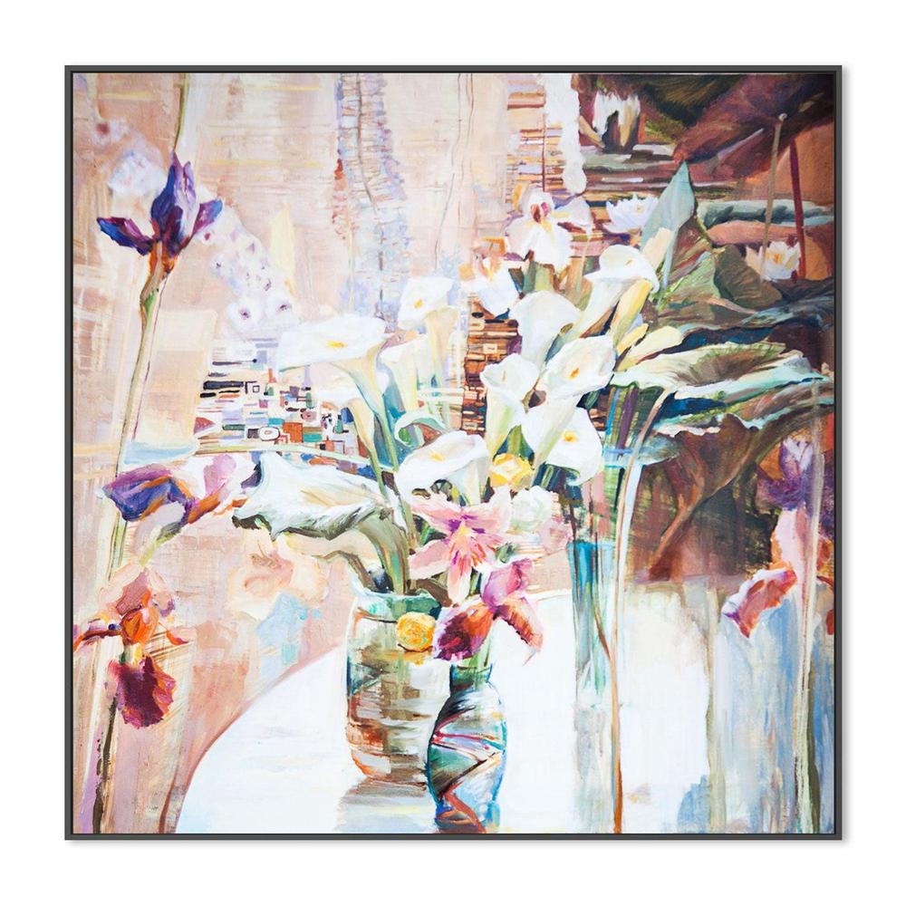 Blooms In Vases , Hand-painted Canvas