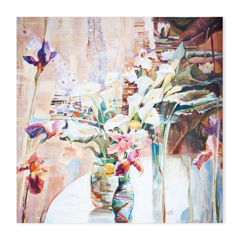 Blooms In Vases , Hand-painted Canvas