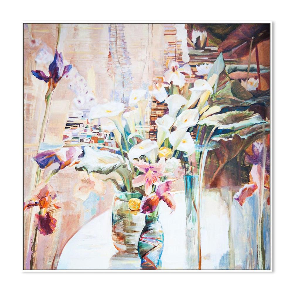 Blooms In Vases , Hand-painted Canvas
