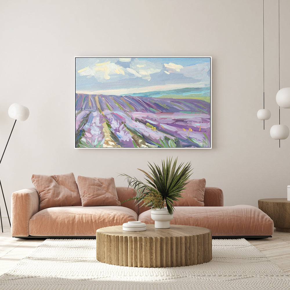 Long Lavender Field , Hand-painted Canvas