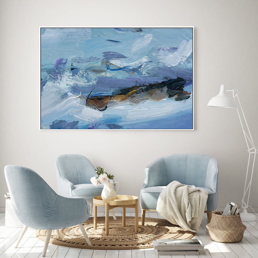 Blue Waves Crashing , Hand-painted Canvas