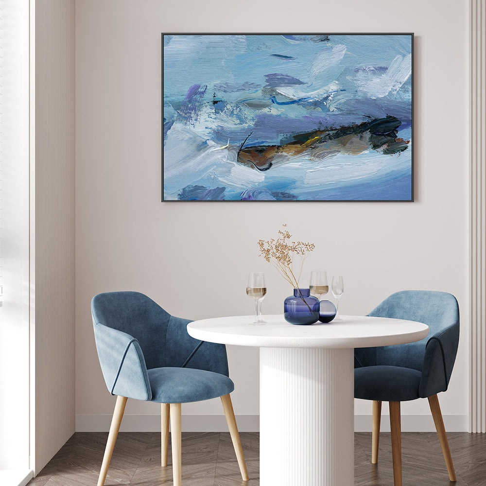 Blue Waves Crashing , Hand-painted Canvas