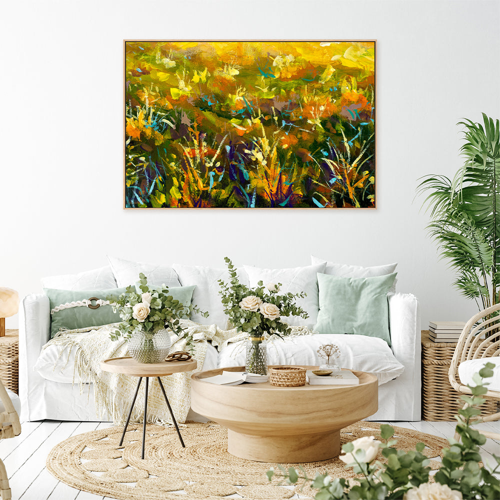 Flowers In A Sea of Green, Style B, Hand-Painted Canvas
