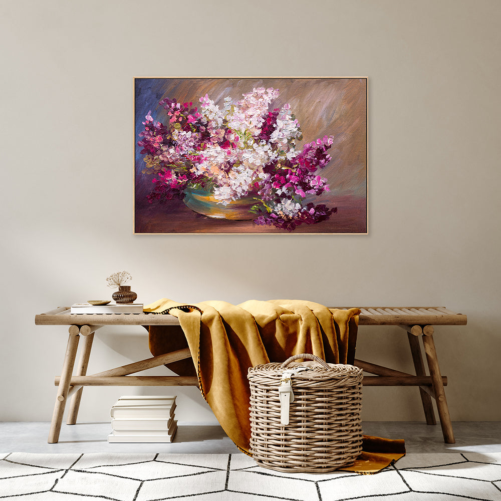 Magenta Bouquet, Hand-Painted Canvas