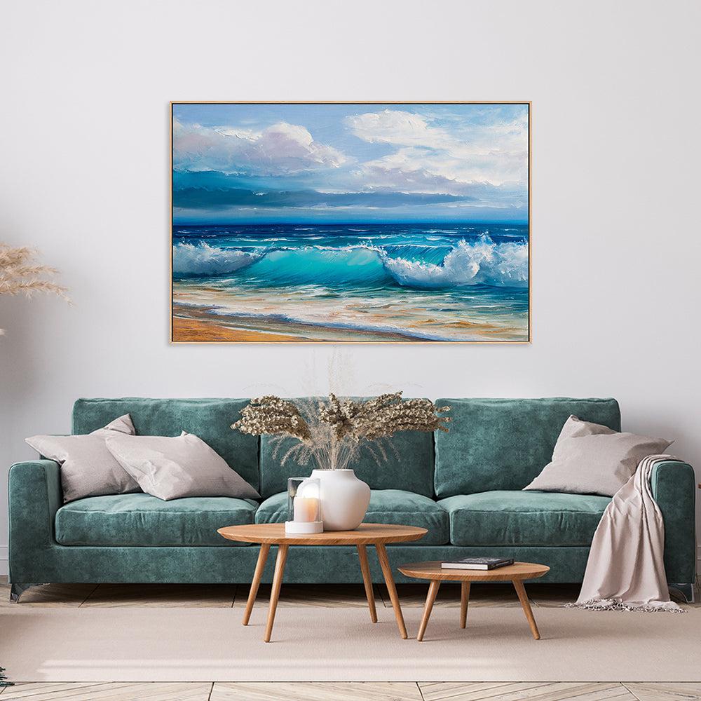 Crashing Waves , Hand-painted Canvas