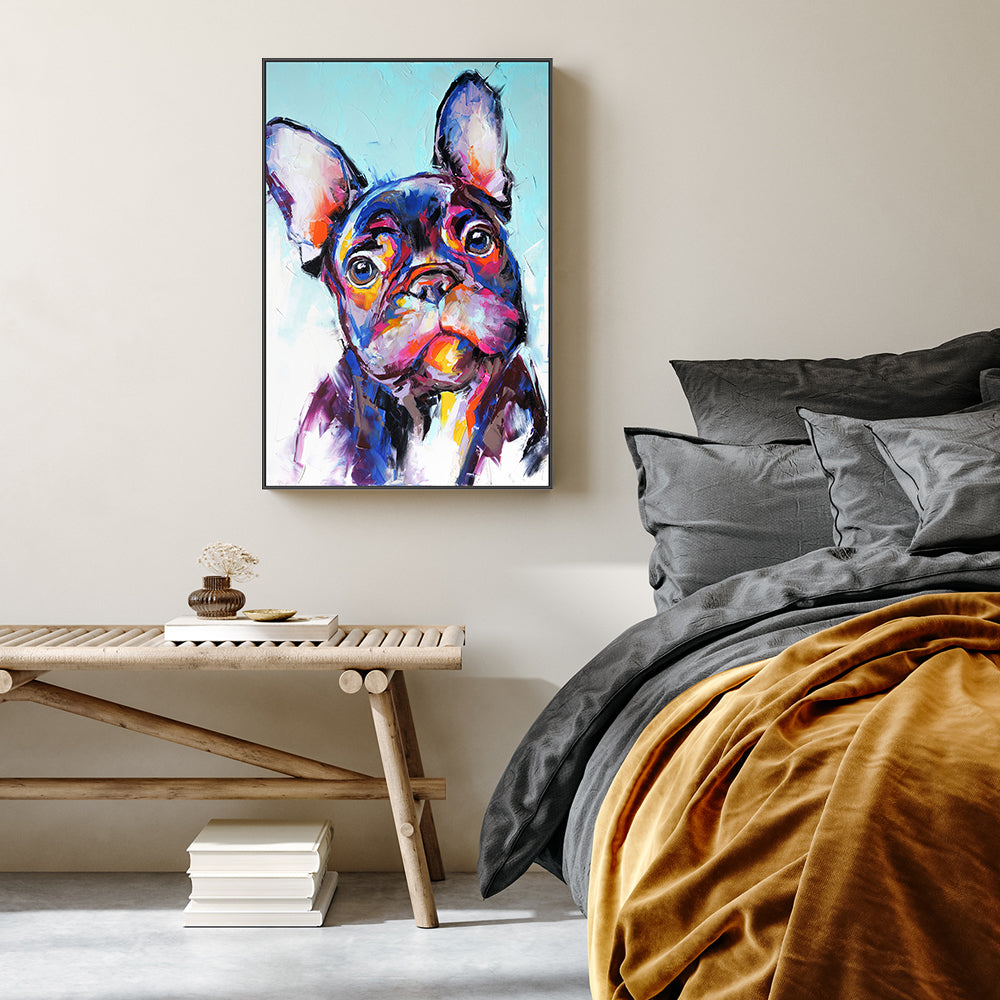 Purple Puppy Love , Hand-painted Canvas