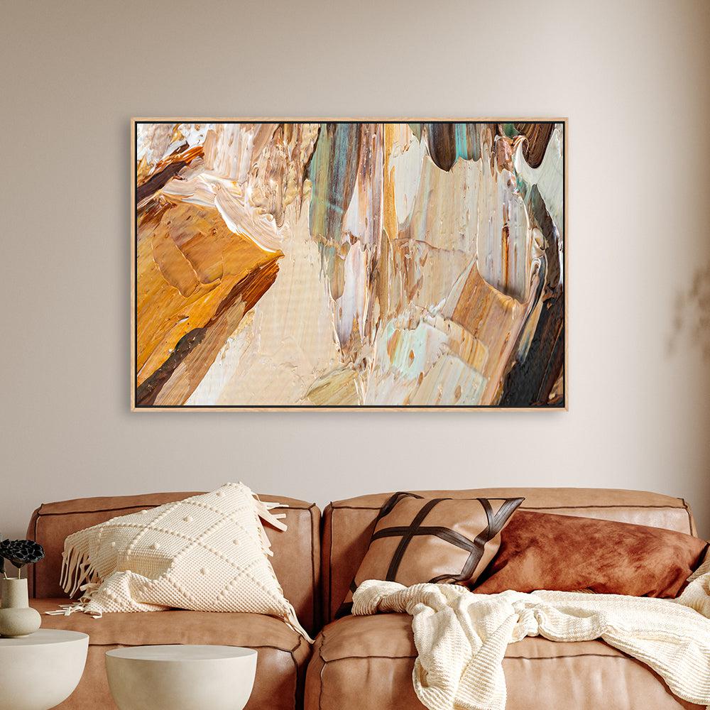 Mustard and Turquoise Abstract , Hand-painted Canvas