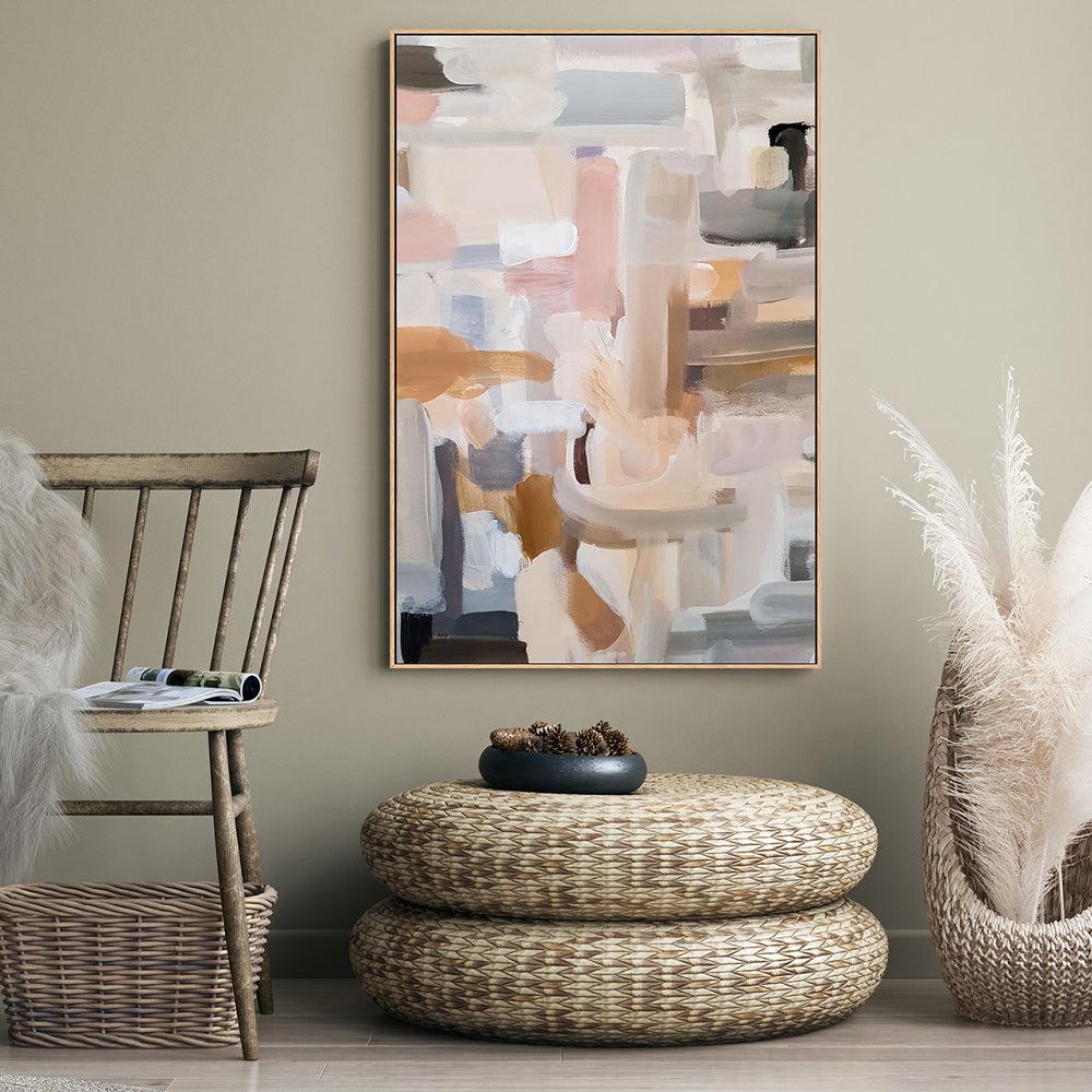 Blush and Cream Blocks , Hand-painted Canvas