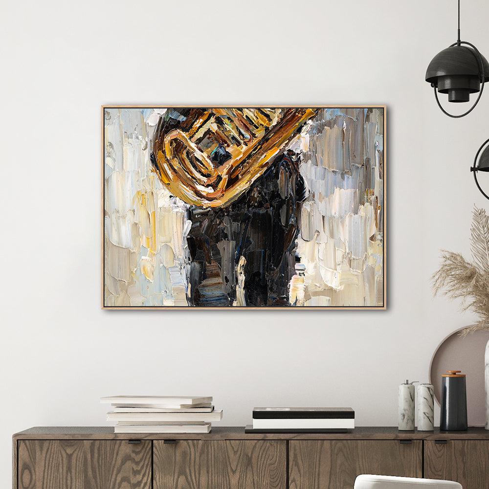 Mustard, Black and Grey Abstract , Hand-painted Canvas