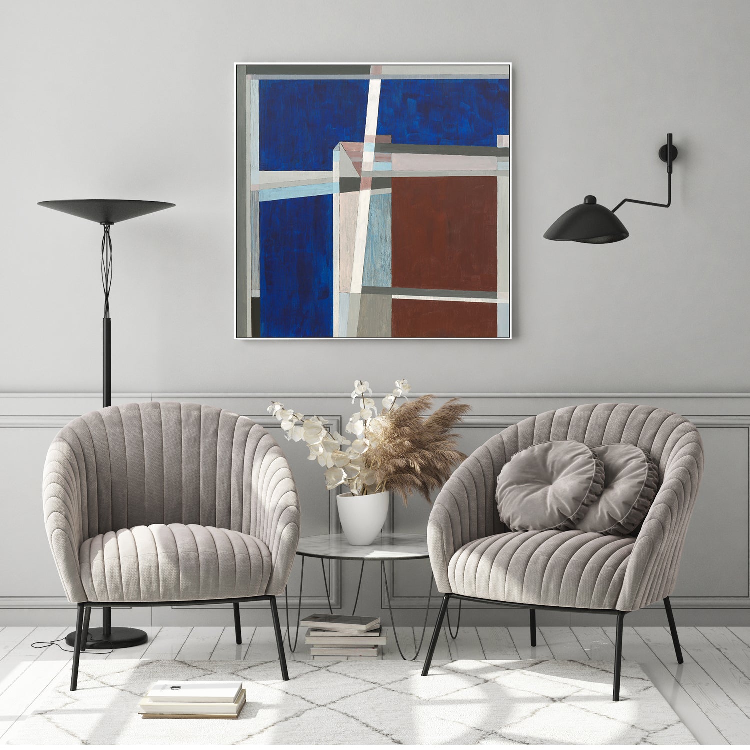 Coloured Angles, Style A, Hand-Painted Canvas