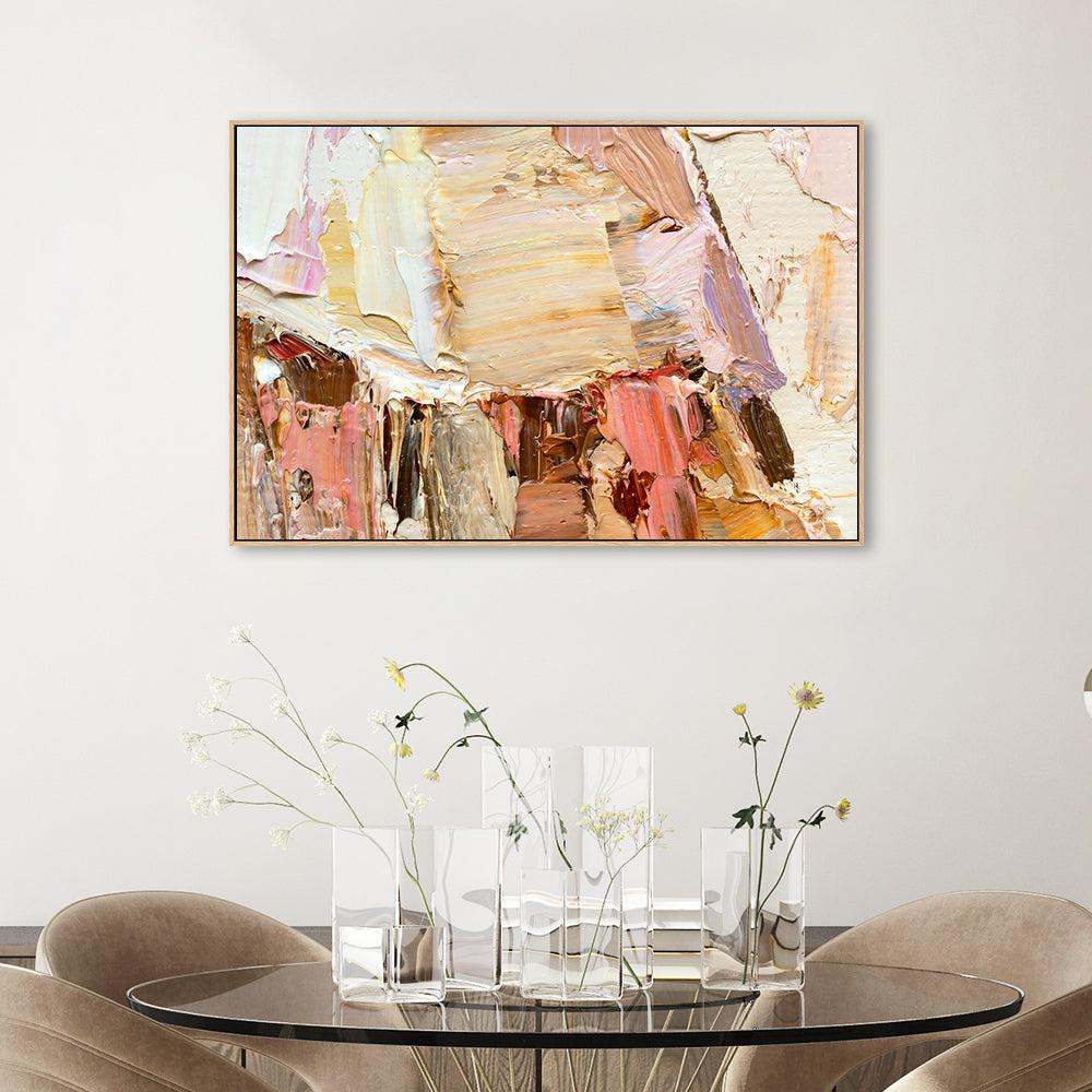 Mustard and Peach Abstract , Hand-painted Canvas