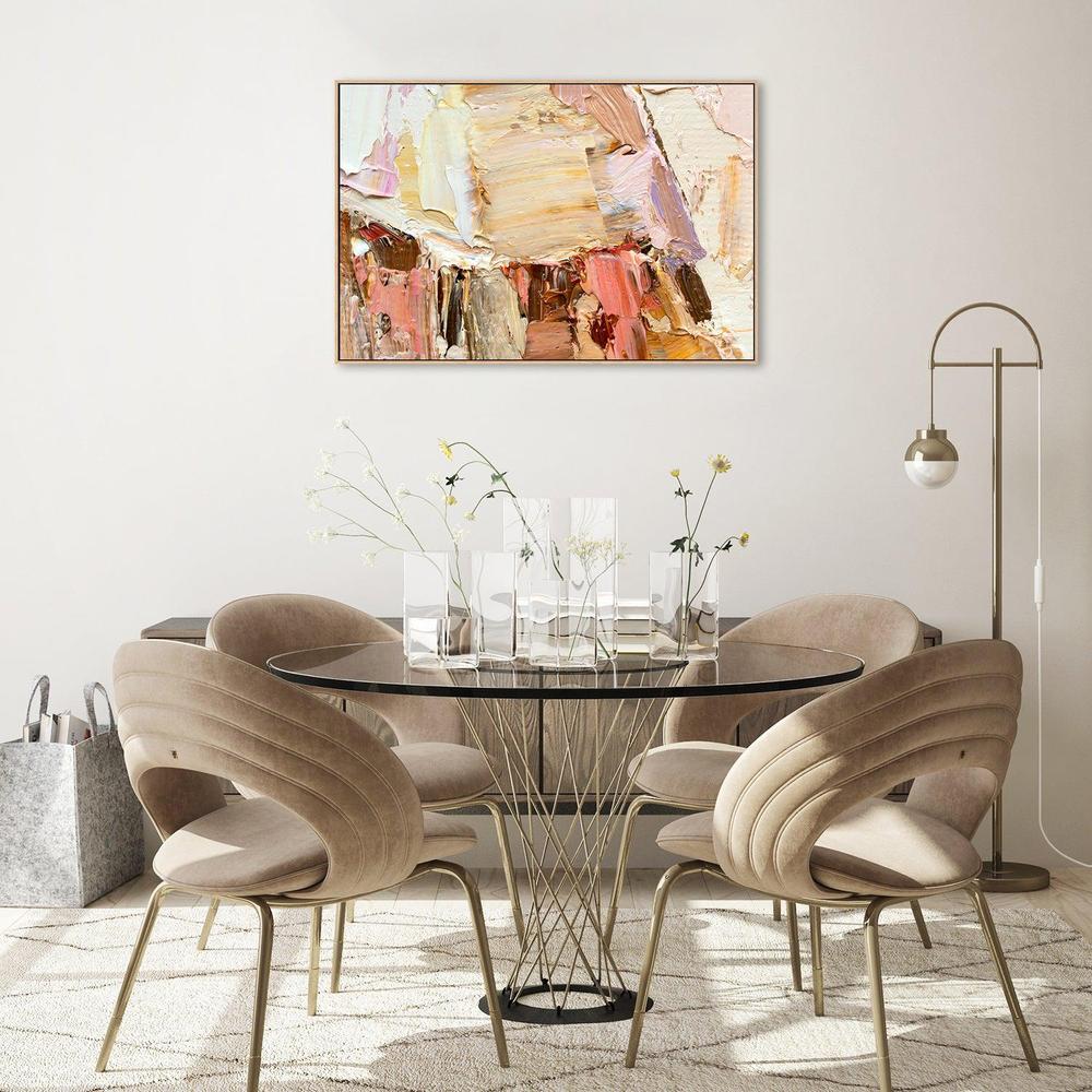 Mustard and Peach Abstract , Hand-painted Canvas
