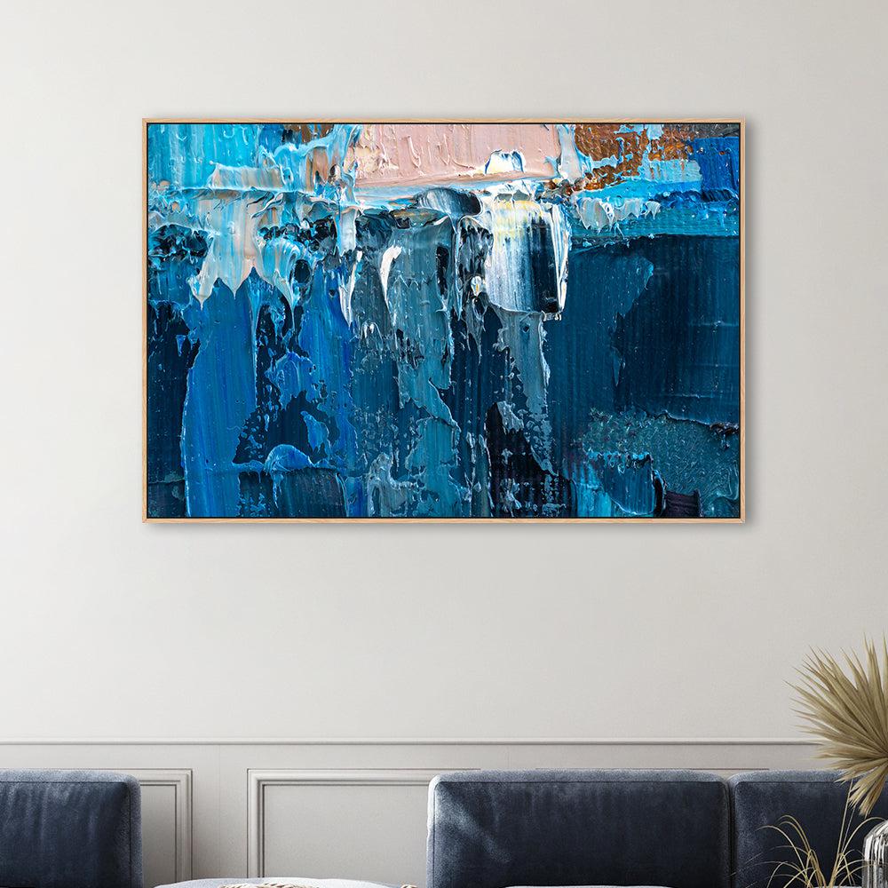 Blue and Pink Abstract , Hand-painted Canvas