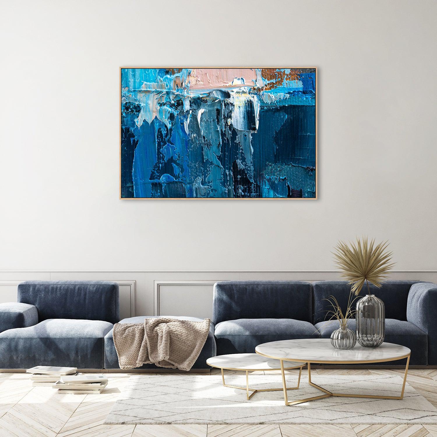 Blue and Pink Abstract , Hand-painted Canvas