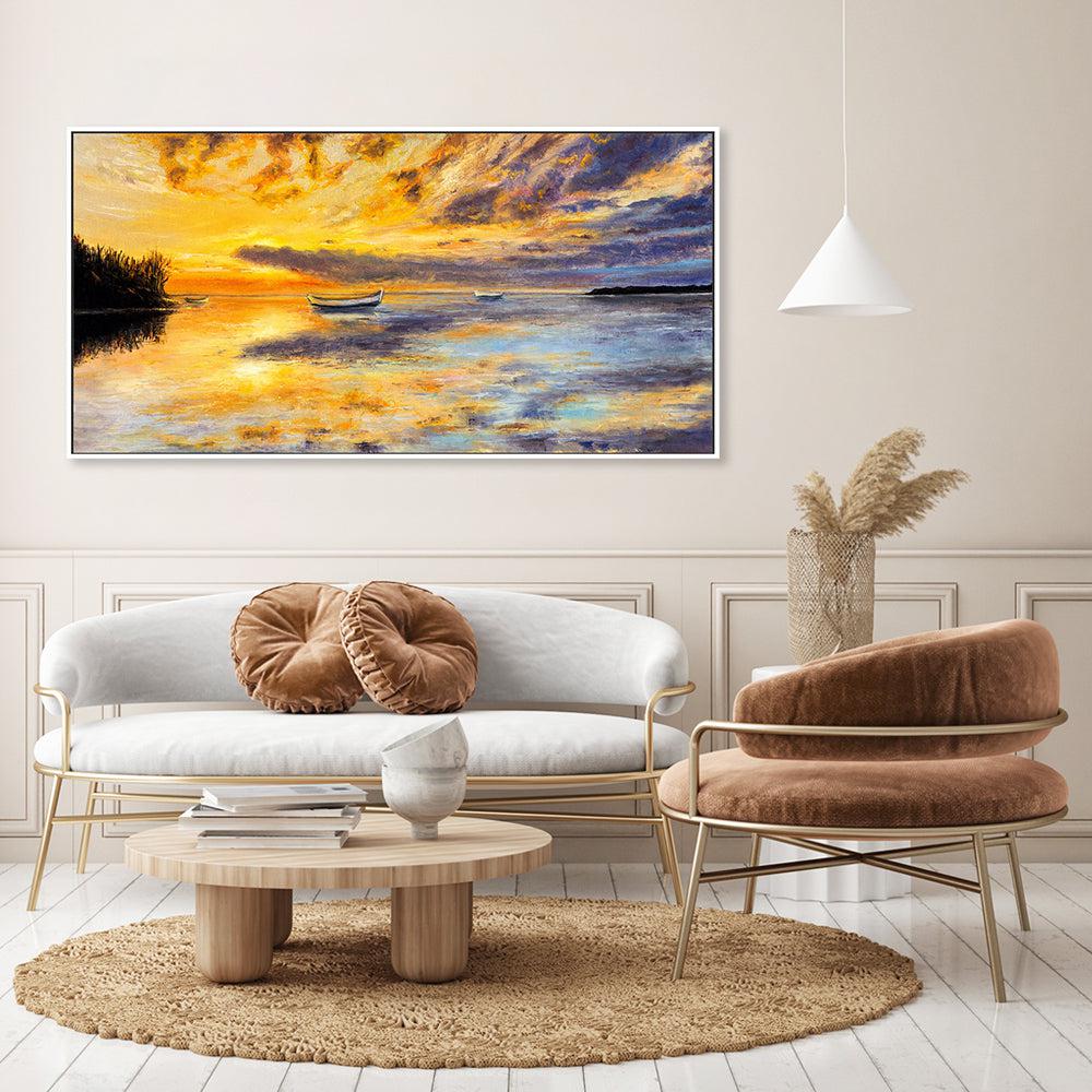 Warmth Through The Clouds , Hand-painted Canvas