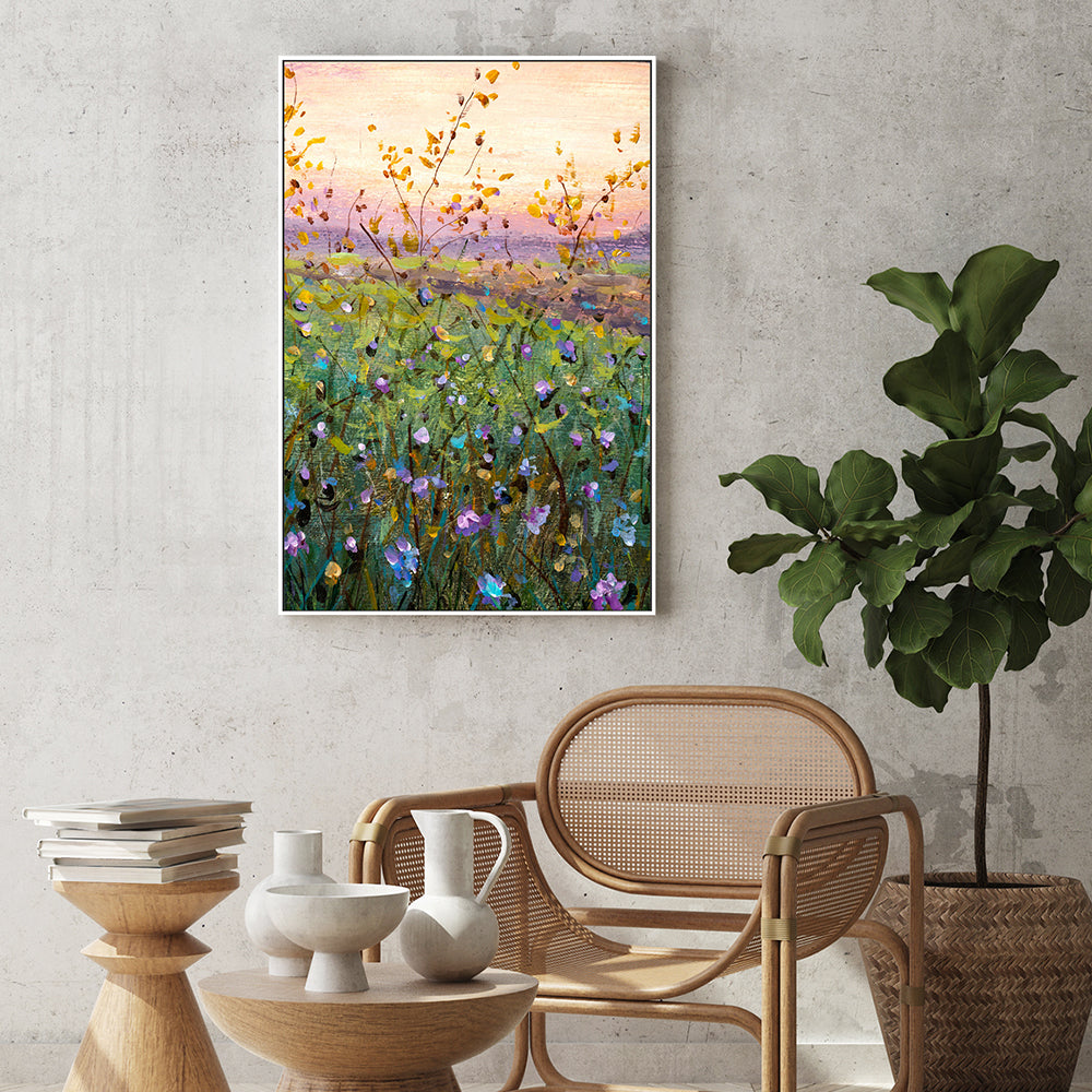 In A Field of Violet Flowers, Hand-Painted Canvas