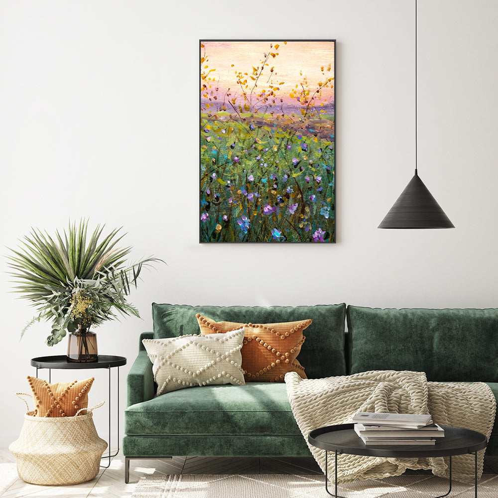 In A Field of Violet Flowers, Hand-Painted Canvas