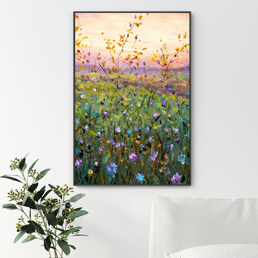In A Field of Violet Flowers, Hand-Painted Canvas