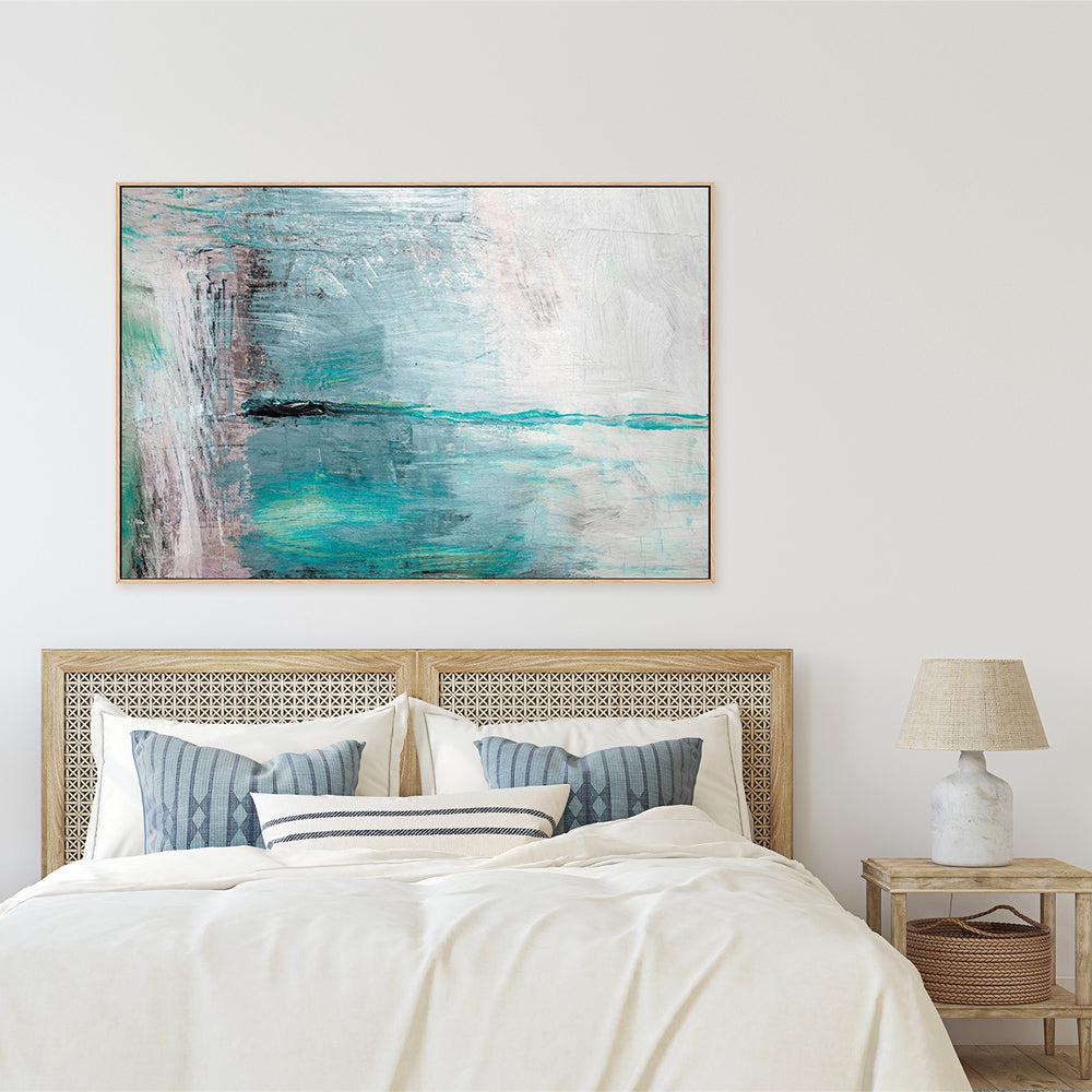 Electric Teal Abstract , Hand-painted Canvas
