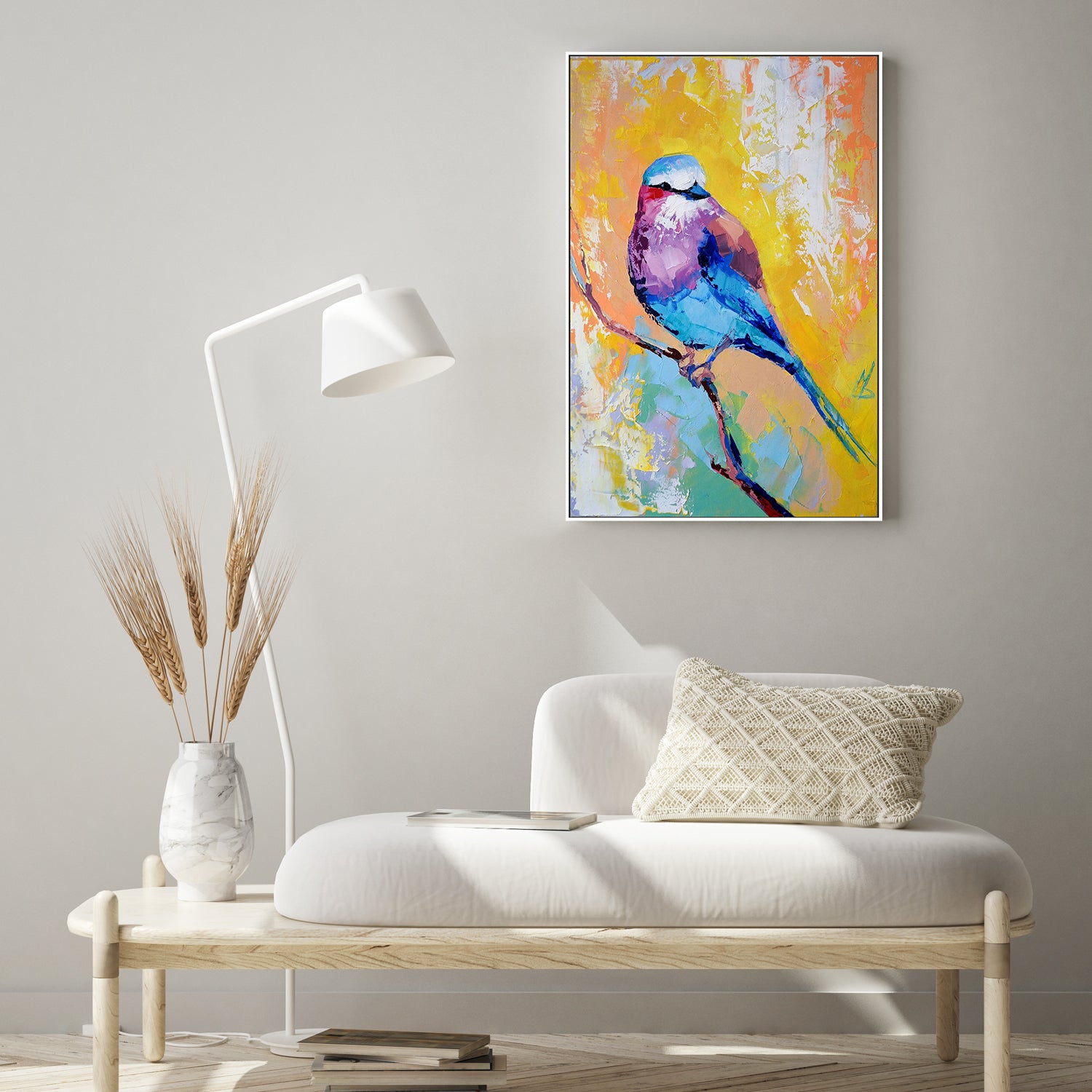 Colourful Bird , Hand-painted Canvas