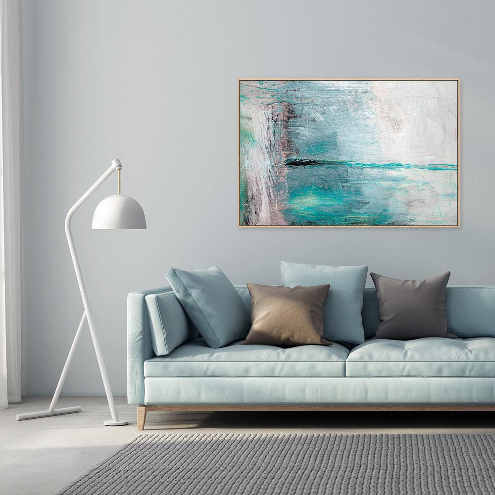 Electric Teal Abstract , Hand-painted Canvas
