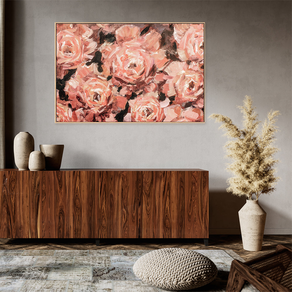 Blushing Roses, Style B, Hand-Painted Canvas