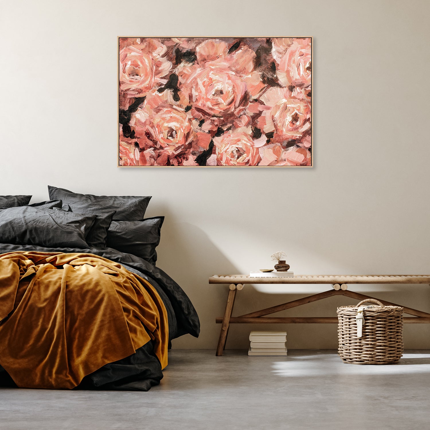 Blushing Roses, Style B, Hand-Painted Canvas