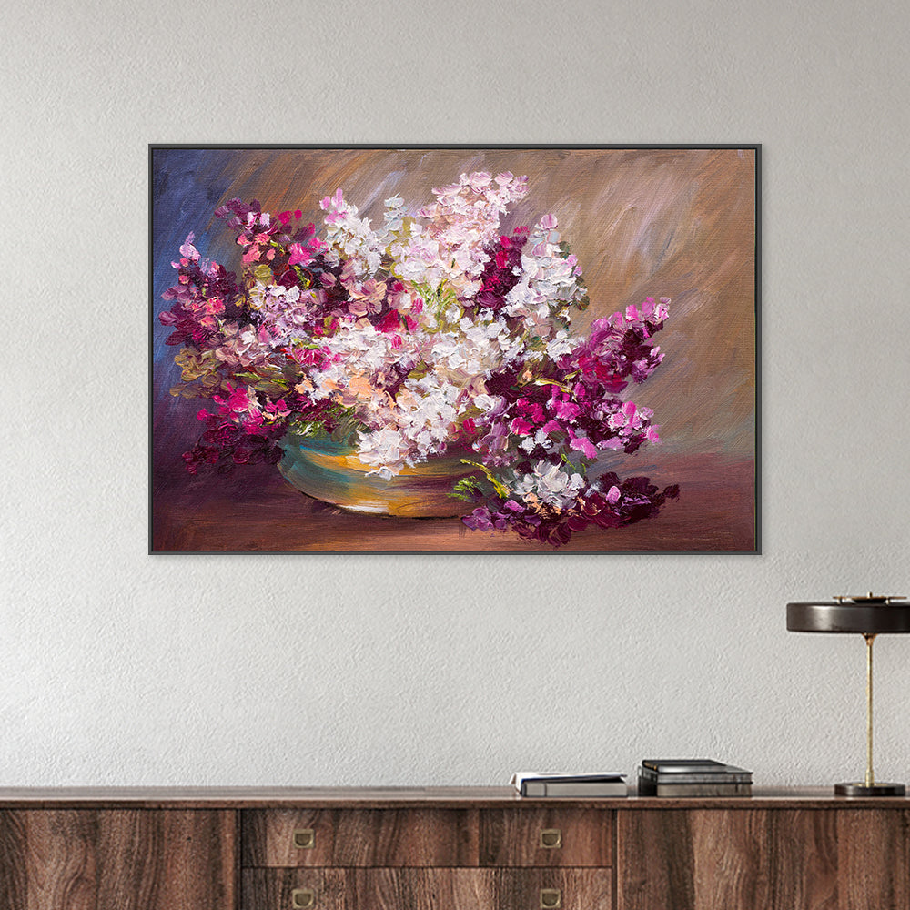Magenta Bouquet, Hand-Painted Canvas