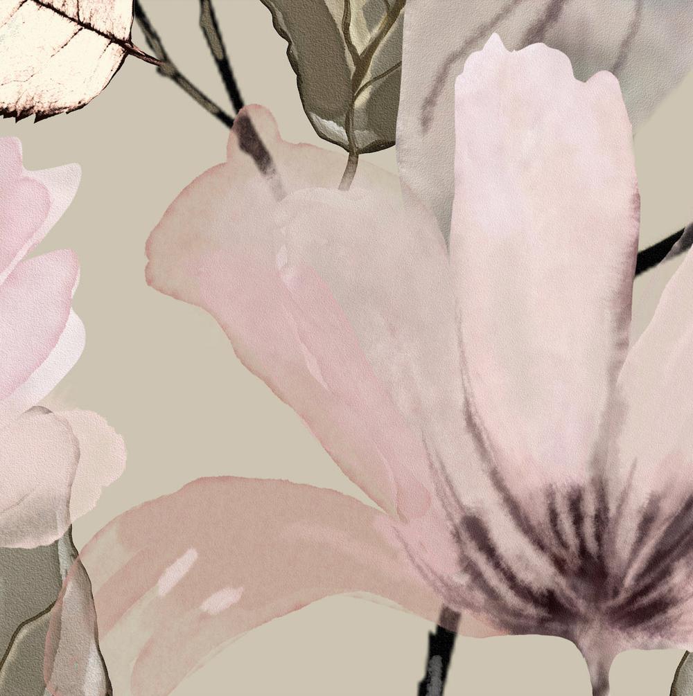 Light Pink Flowers On Sage Green Background