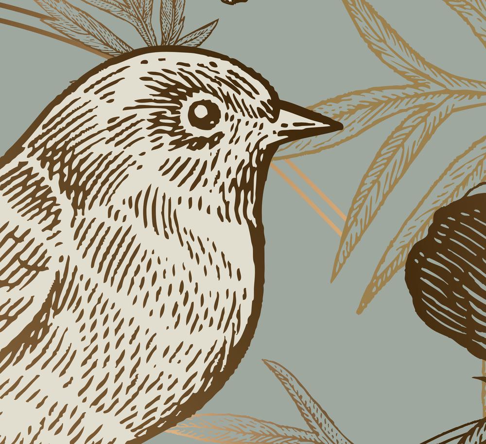 Mint and Gold Birds-wallpaper-eco-friendly-easy-removal-GIOIA-WALL-ART