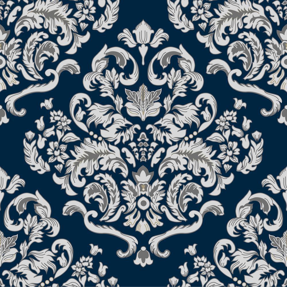 Navy Traditional Pattern-wallpaper-eco-friendly-easy-removal-GIOIA-WALL-ART