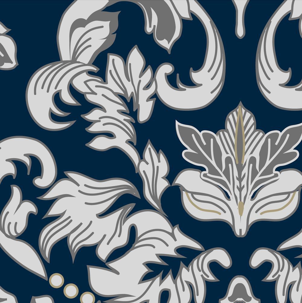 Navy Traditional Pattern-wallpaper-eco-friendly-easy-removal-GIOIA-WALL-ART