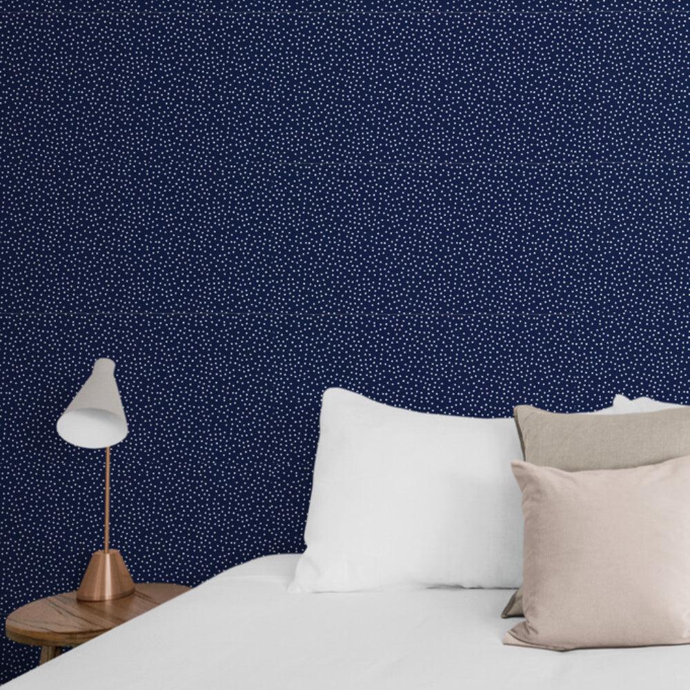 Navy And White Dots Wallpaper