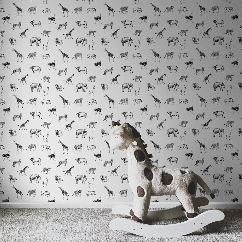 Black and White Animals-wallpaper-eco-friendly-easy-removal-GIOIA-WALL-ART