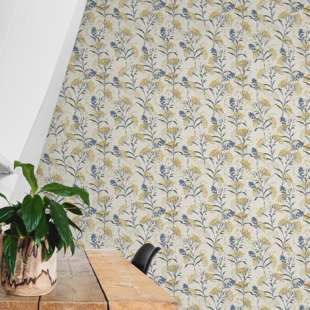 Blue and Yellow Natives-wallpaper-eco-friendly-easy-removal-GIOIA-WALL-ART