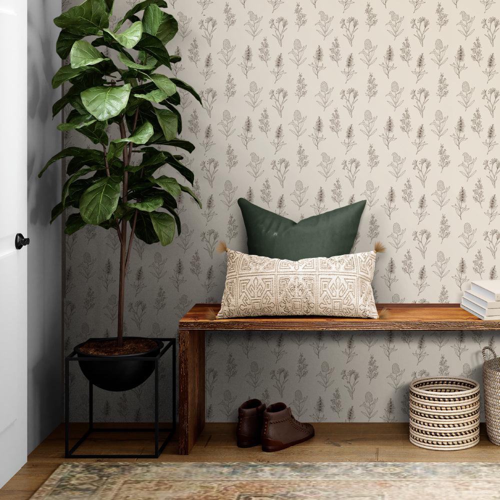 Beige and Black Natives-wallpaper-eco-friendly-easy-removal-GIOIA-WALL-ART
