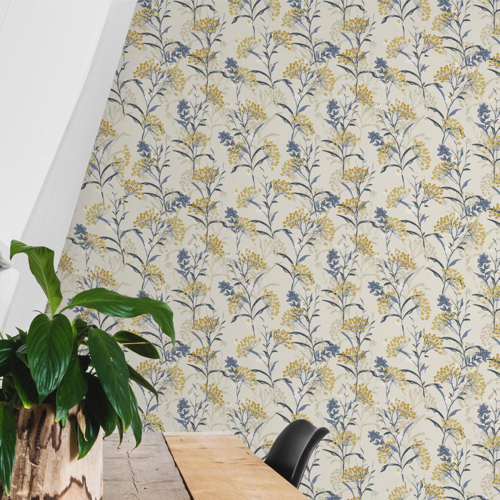 Blue and Yellow Natives-wallpaper-eco-friendly-easy-removal-GIOIA-WALL-ART