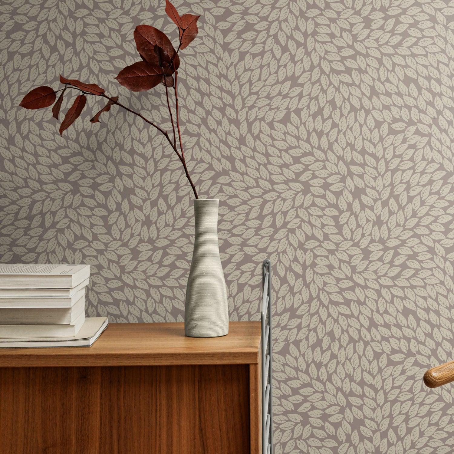 Falling Beige Leaves-wallpaper-eco-friendly-easy-removal-GIOIA-WALL-ART