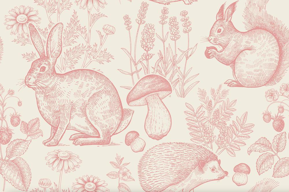 Pink Rabbits-wallpaper-eco-friendly-easy-removal-GIOIA-WALL-ART