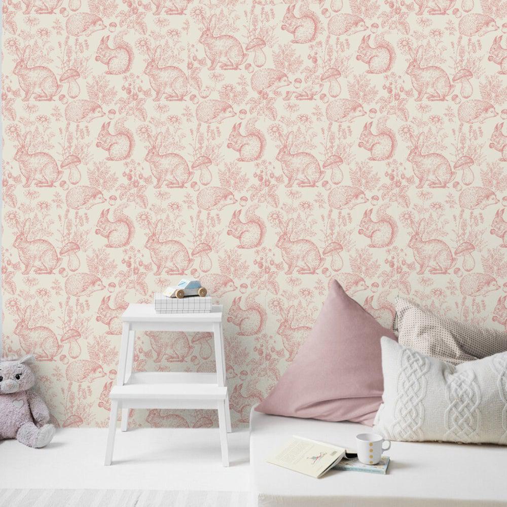 Pink Rabbits-wallpaper-eco-friendly-easy-removal-GIOIA-WALL-ART