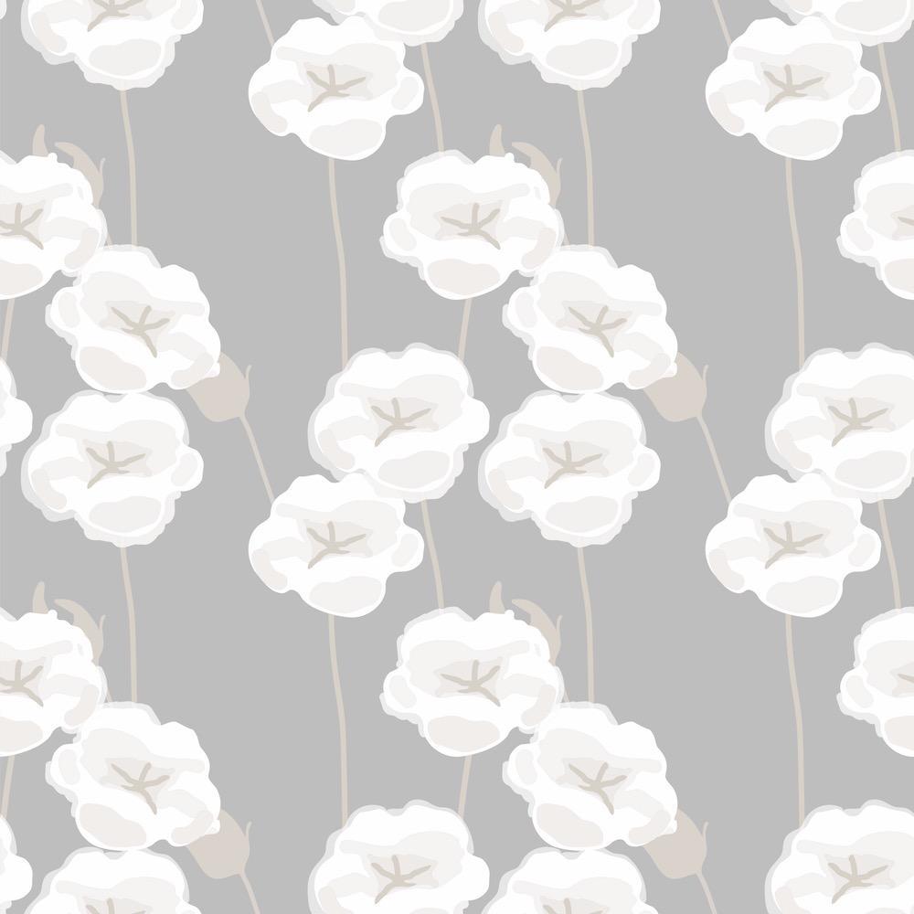 White Blooms on Grey-wallpaper-eco-friendly-easy-removal-GIOIA-WALL-ART