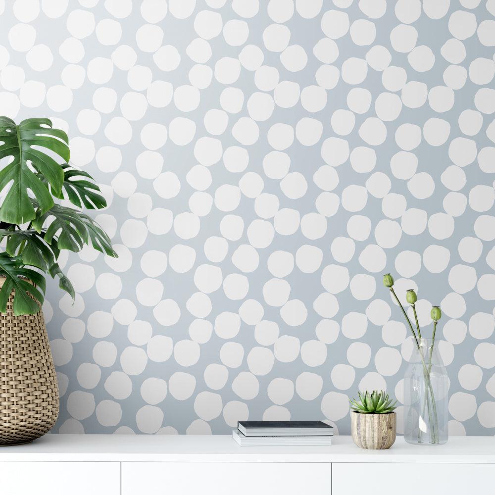 White Dots On Powder Blue Wallpaper