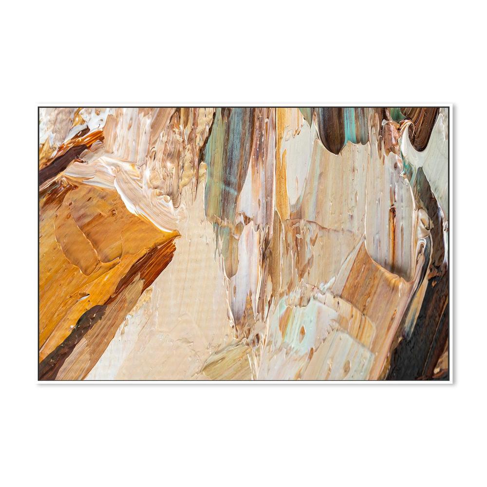 Mustard and Turquoise Abstract , Hand-painted Canvas