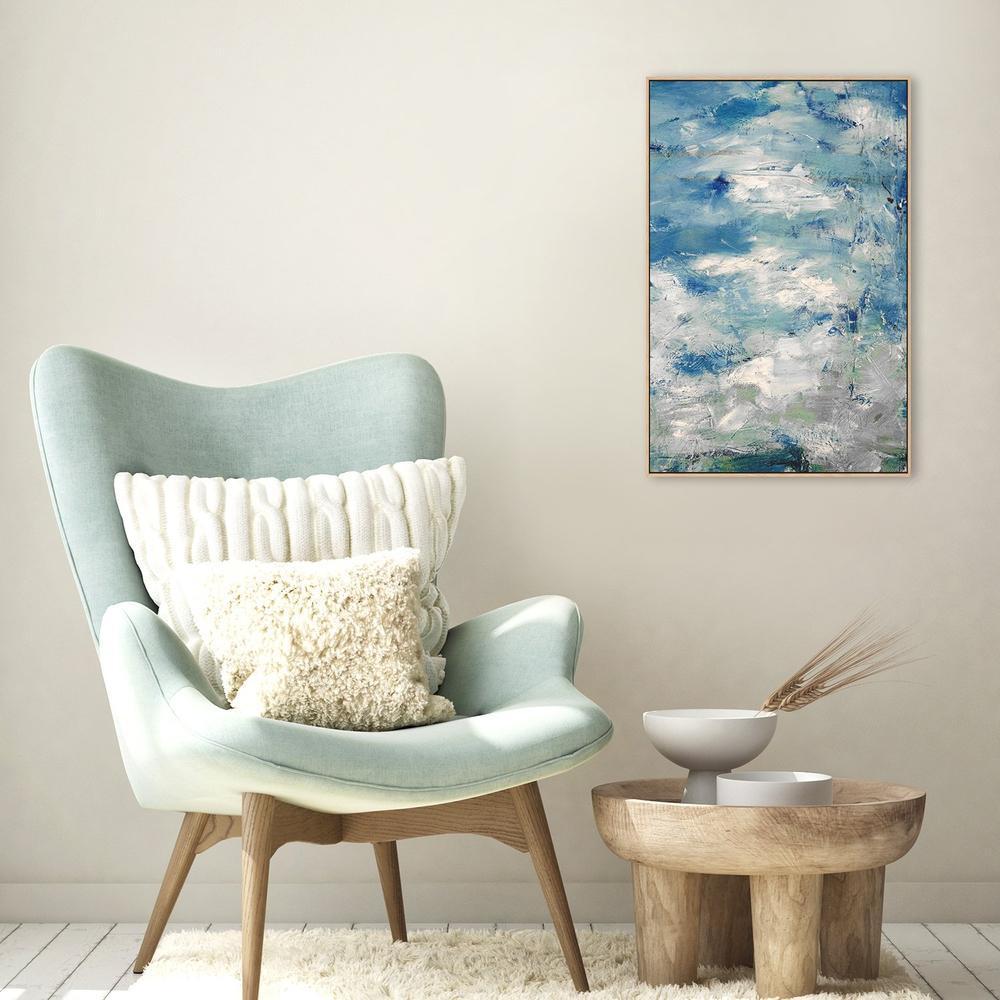 Blue and Green Skys, Abstract Art, Hand-painted Canvas-Framed-Canvas-Print-Poster-Gioia Wall Art